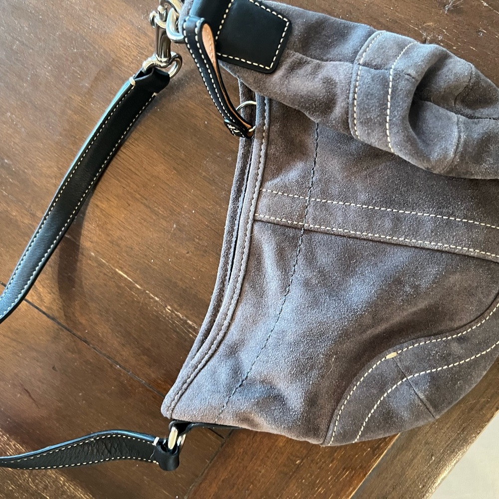Coach gray suede leather small bag like new. Not sure I ever used this purse.